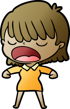 Çizgi filmdeki kadın bir insan tarafından yüksek sesle çizilmiş.