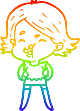 Gökkuşağı gradyan çizgi çizimi Bir insan tarafından çizilen bir kız karikatürü