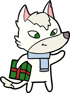 Bir insan tarafından çizilmiş dost canlısı bir Noel Kurdu.