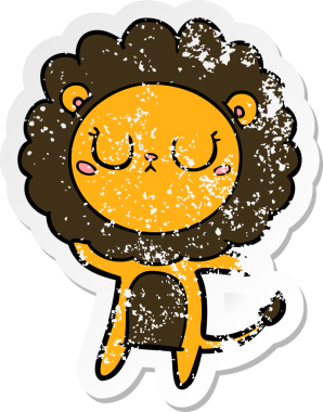 Bir insan tarafından çizilmiş karikatür aslanının sıkıntılı çıkartması.