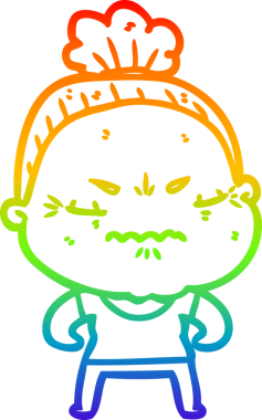 Gökkuşağı gradyan çizgi çizimi bir insan tarafından çizilmiş yaşlı bir kadın tarafından rahatsız edildi