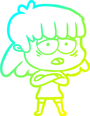 Bir insan tarafından çizilmiş, karikatür çizen yorgun bir kadın.