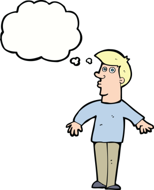 Bir insan tarafından çizilen düşünce baloncuğuyla adamı şaşırtan çizgi film.