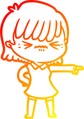 Bir insan tarafından suçlanan kızgın çizgi film kızı çizimi.