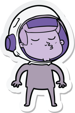 Bir insan tarafından çizilmiş kendine güvenen bir astronotun çıkartması.