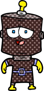 Bir insan tarafından çizilmiş çizgi film robotu