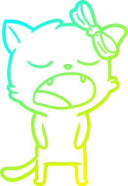 Bir insan tarafından miyavlanan çizgi film kedisinin soğuk gradyan çizimi