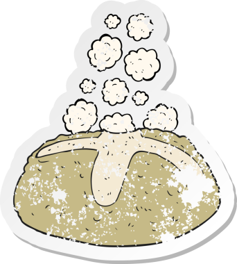 Bir insan tarafından çizilmiş bir somun ekmeğin gerilmiş yapıştırması.