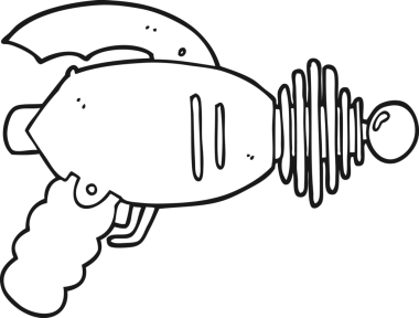 Bir insan tarafından çizilmiş bir ışın tabancası.