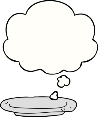 Bir insan tarafından çizilmiş düşünce baloncuklu çizgi film levhası.