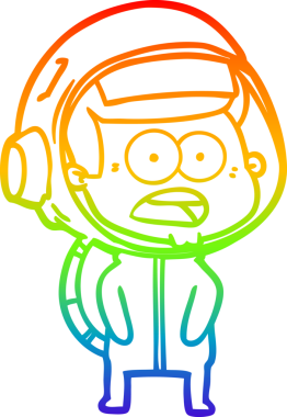 gökkuşağı gradyan çizgi çizimi bir insan tarafından çizilmiş astronot şaşırttı