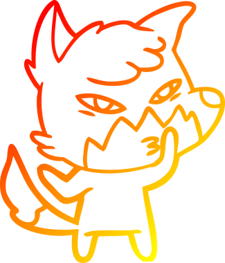 Bir insan tarafından çizilmiş akıllı bir tilkinin sıcak çizgi çizimi