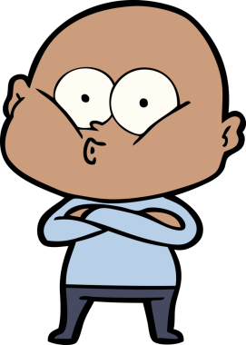 Bir insan tarafından çizilmiş kel bir adam.