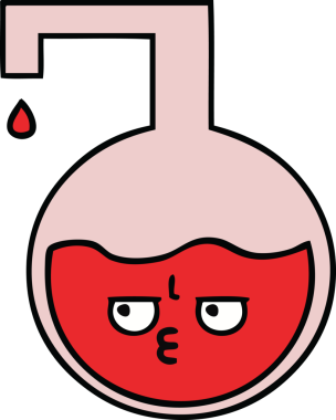 Bir insan tarafından çizilmiş bilimsel bir deneyin sevimli karikatürü.