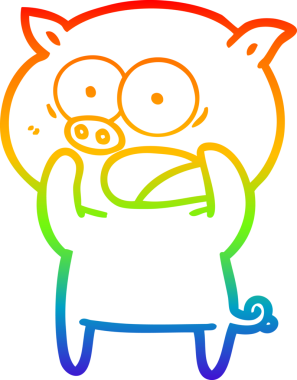 Gökkuşağı gradyan çizimi Bir insan tarafından çizilen bağıran domuz çizgi filmi