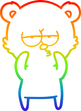 Bir insan tarafından çizilmiş sıkılmış bir ayı çizgi filminin çizimi.