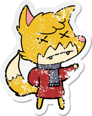 Bir insan tarafından çizilmiş ölü tilki çizgi filminin sıkıntılı çıkartması.