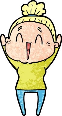 Bir insan tarafından çizilmiş mutlu yaşlı kadın çizgi filmi.