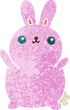 Bir insan tarafından çizilmiş garip bir çizgi film tavşanı.