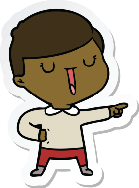 Bir insan tarafından çizilmiş mutlu bir çocuğun çıkartması.