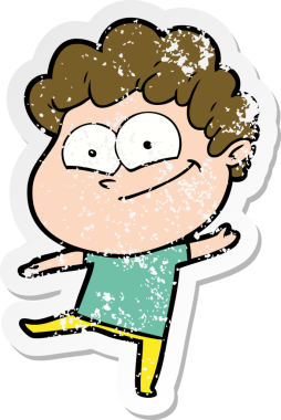 Bir insan tarafından çizilmiş mutlu bir adamın sıkıntılı çıkartması.