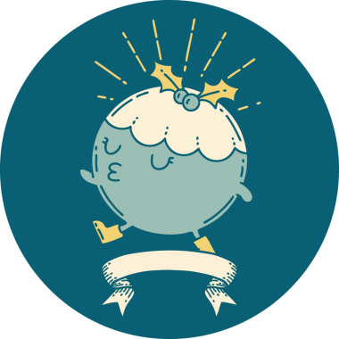 Bir insan tarafından çizilmiş dövme stili puding karakterinin simgesi.