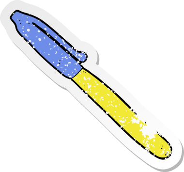Bir insan tarafından çizilmiş karikatür kalemin gerilimli yapıştırması.