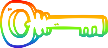 gökkuşağı gradyan çizgi çizimi bir insan tarafından çizilmiş metal bir anahtar