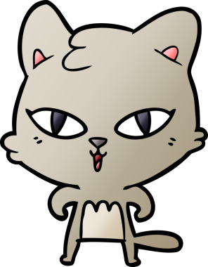 Bir insan tarafından çizilmiş çizgi film kedisi.