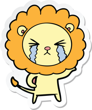 Bir insan tarafından çizilmiş ağlayan bir aslanın çıkartması.