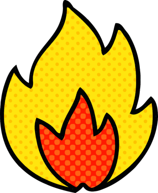 Bir insan tarafından çizilmiş çizgi roman tarzı bir ateş.