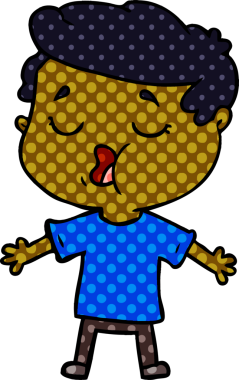 Bir insan tarafından çizilmiş karikatür adam konuşuyor.