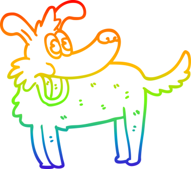 gökkuşağı gradyan çizgi çizimi bir insan tarafından çizilmiş mutlu bir köpek