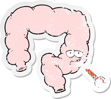 Bir insan tarafından çizilmiş sağlıksız bir kalın bağırsağın sıkıntılı çıkartması.