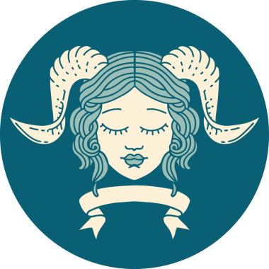 Retro Dövme Biçimi karakter yüzünü bir insan tarafından çizilmiş parşömen pankartıyla düzenliyor