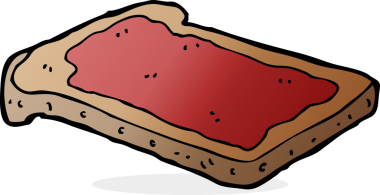Bir insan tarafından çizilmiş tost üzerine çizgi film reçeli