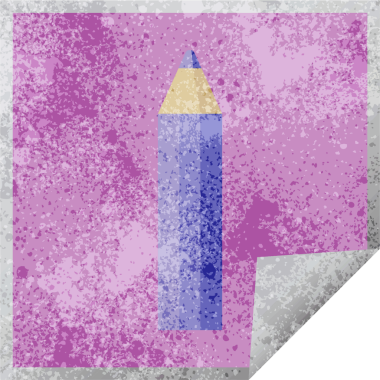 bir insan tarafından çizilmiş mor renkli kalem grafik vektör kare etiketi