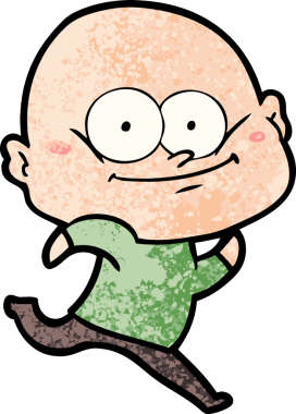 Bir insan tarafından çizilmiş kel bir adam.