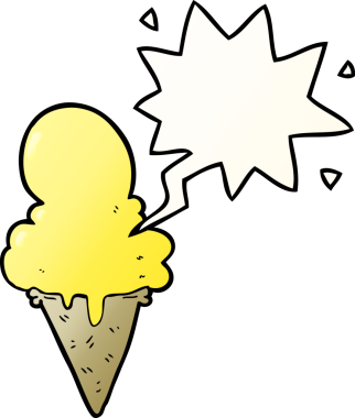 bir insan tarafından çizilmiş, konuşma baloncuklu çizgi film dondurması.