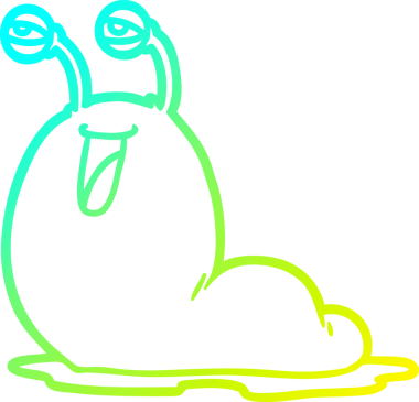 Bir insan tarafından çizilmiş iğrenç bir çizgi film sümüklüböceğinin soğuk gradyan çizimi.