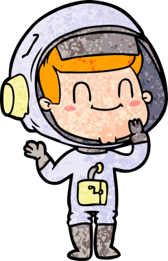 Bir insan tarafından çizilmiş mutlu astronot.