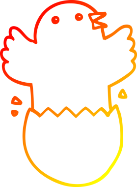 Bir insan tarafından çizilen karikatür kuşunun sıcak gradyan çizimi