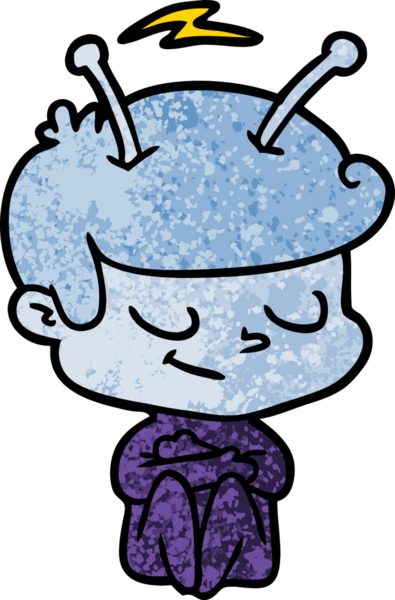 Bir insan tarafından çizilmiş dost canlısı çizgi film uzay adamı.