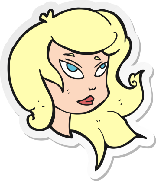 Bir insan tarafından çizilmiş karikatür kadın yüzü çıkartması.