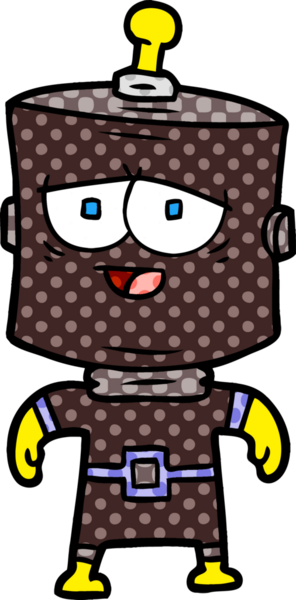 Bir insan tarafından çizilmiş çizgi film robotu