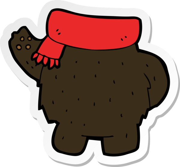 Bir insan tarafından çizilmiş karikatür siyah ayı vücudunun çıkartması.