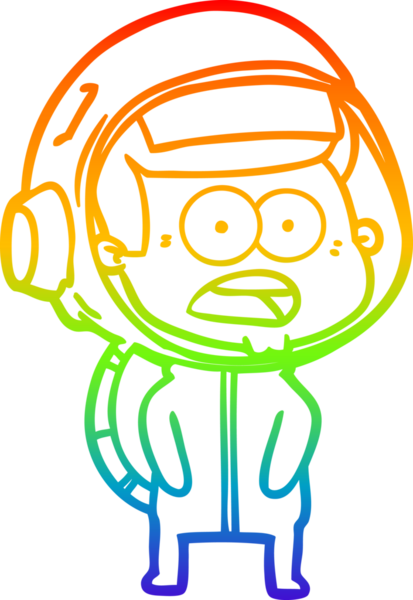 gökkuşağı gradyan çizgi çizimi bir insan tarafından çizilmiş astronot şaşırttı