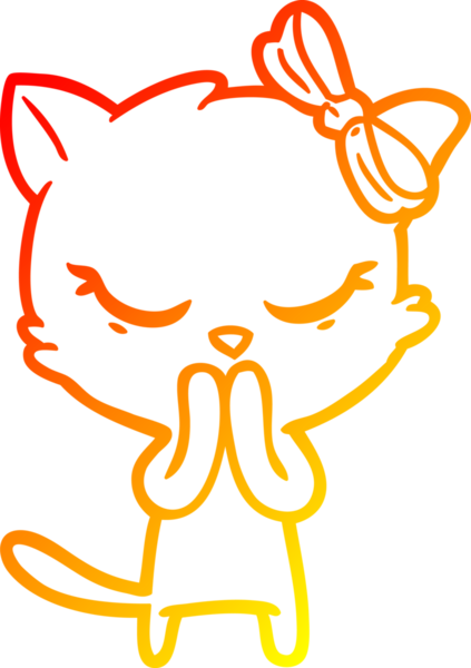 Bir insan tarafından çizilmiş sevimli bir çizgi film kedisinin sıcak çizgi çizimi