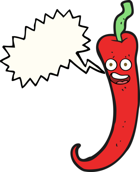 Bir insan tarafından çizilmiş serbest konuşma balonu karikatürü kırmızı biber.