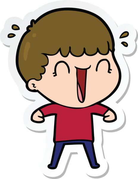 Bir insan tarafından çizilmiş, gülen bir karikatürcünün çıkartması.